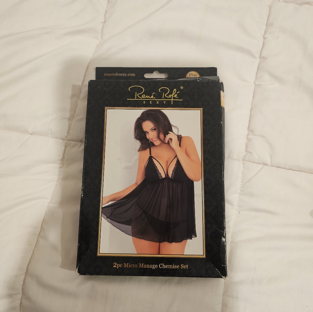 Black Micro Manage Chemise Set